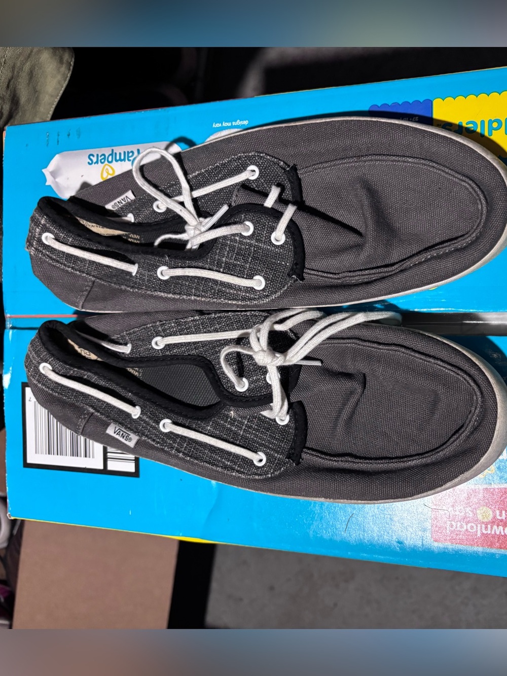 Vans Black Canvas Boat Shoes with White Laces
